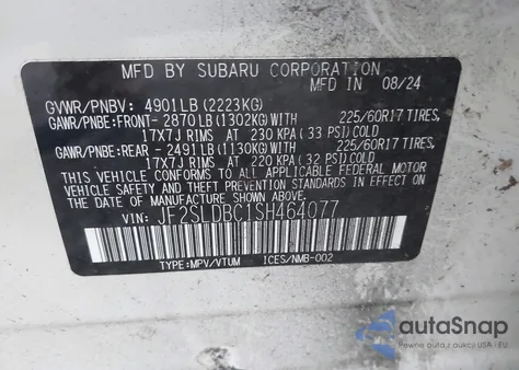 2025 Subaru Forester Premium из США, поврежденный, VIN JF2SLDBC1SH464077